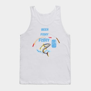 Beer Fishy Fishy, with fishing rods and beer. Tank Top